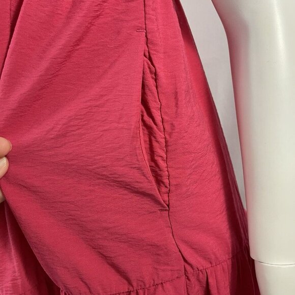 Abercrombie & Fitch Tiered Trapeze Midi Dress Pockets Size Small Cherry Summer - Picture 6 of 16